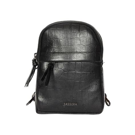 Buy Sassora Premium Leather Women Backpack - Black Online