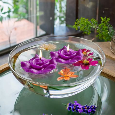 IRIS wax Homefragrances Aromatic Floating Candle- Pack of 2- Damask ...