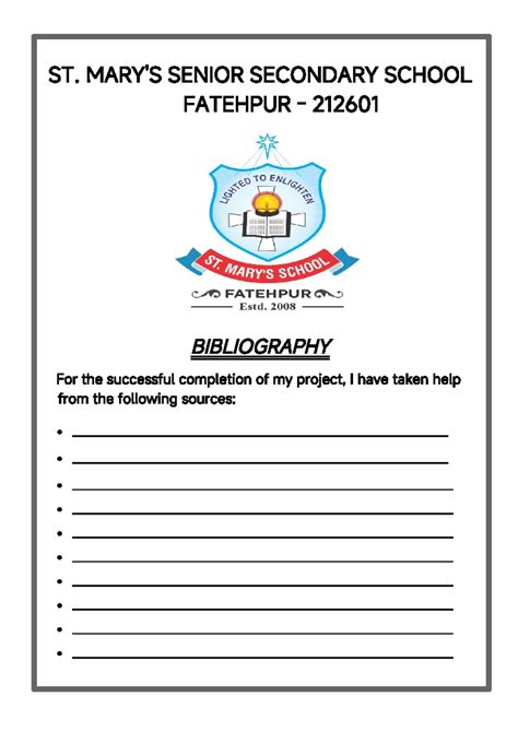 5. Bibliography - ST. MARY'S SENIOR SECONDARY SCHOOL FATEHPUR - 212601 ...