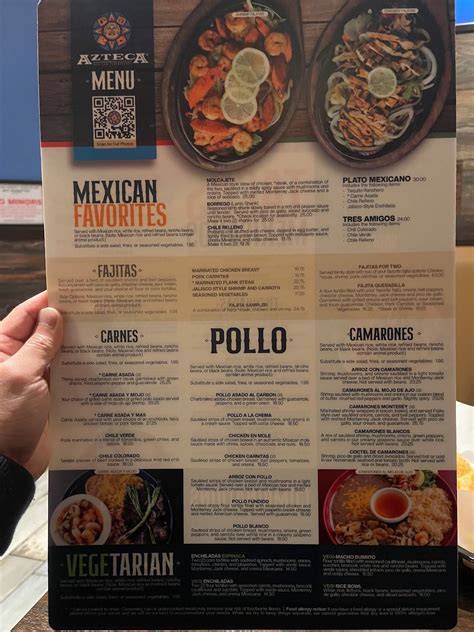 Carta de Azteca Mexican Restaurant, Federal Way, S 320th St