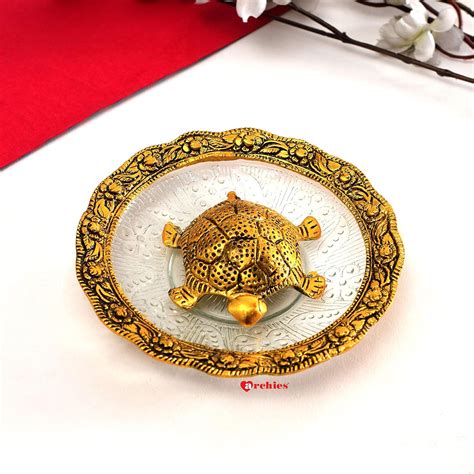 Buy ARCHIES Fengshui Metal Turtle Tortoise Kachua on Crystal Plate ...