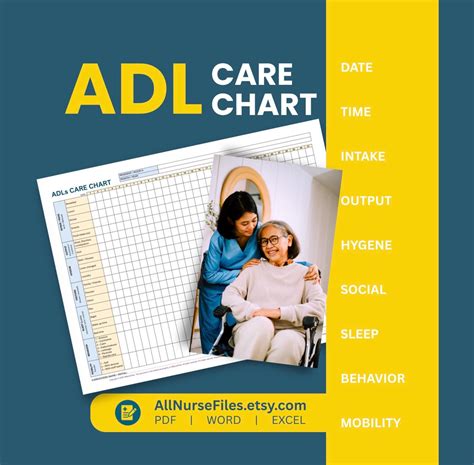 Adls Care Chart: Daily Senior Care Tracker (printable PDF File) - Etsy