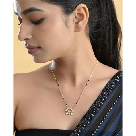 Buy VOJ Gold Plated Ad Studded Half Done Shape Mangalsutra Online