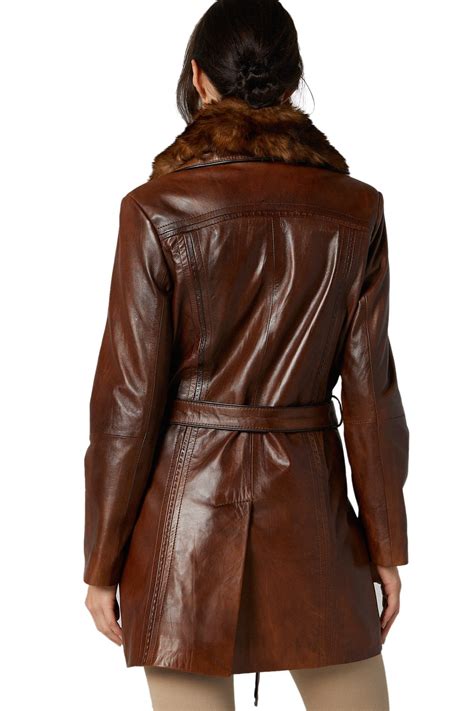 Dark Brown Leather Trench Coat Womens - Tradingbasis