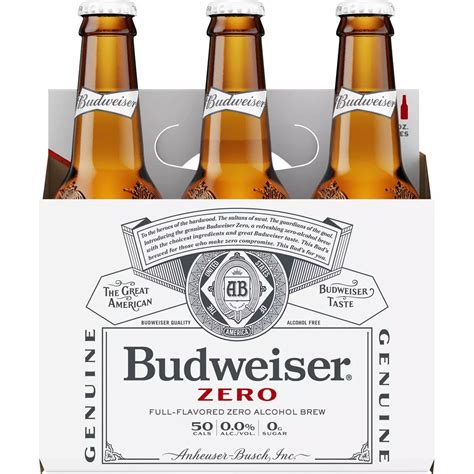 Budweiser Zero Non Alcoholic Beer Alcohol Free American Lager 6 pk ...