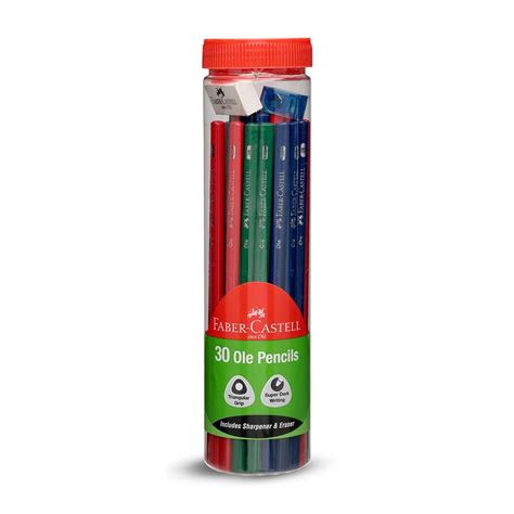 Faber-Castell 30 Ole Pencils Jar – Ergonomic Triangular Pencils with ...