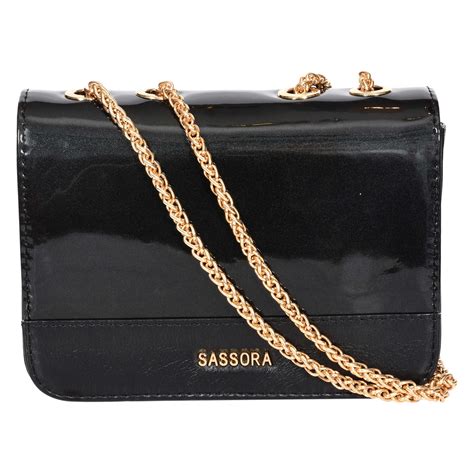 Sassora Premium Patent Leather Small Ladies Chain Sling Bag