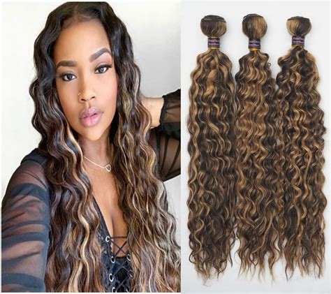 Amazon.com : Highlight Human Hair Bundles P4/27 Deep Wave Bundle ...