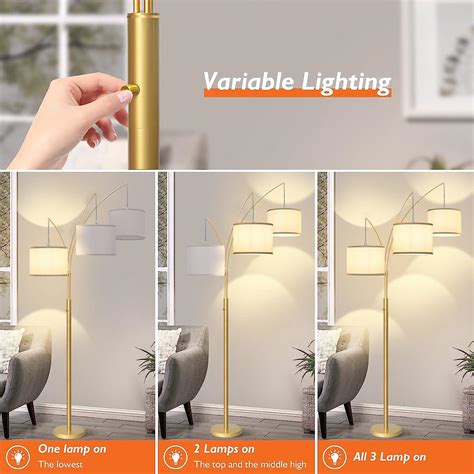 Bdrofn 3 Lights Arc Floor Lamps for Living Room,Gold Modern India | Ubuy