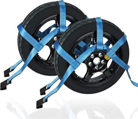 Set of 2 Tow Dolly Straps with Flat Hook,Blue Basket Strap,Fits Most 16-20" Tires Webbing ...