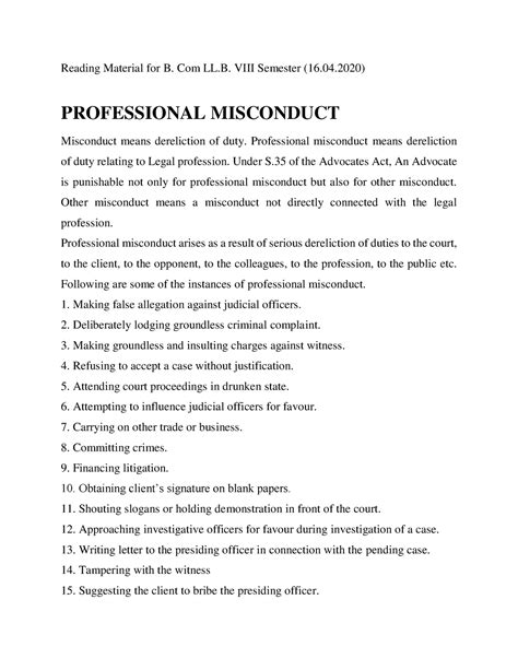 Professional Misconduct 1 - Reading Material for B. Com LL. VIII ...