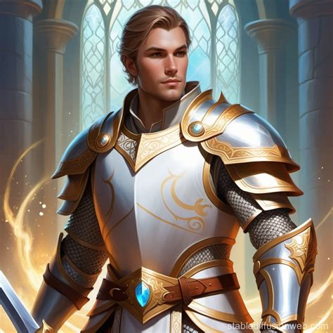 Human Paladin Eadric Thornblade in White Armor | Stable Diffusion Online