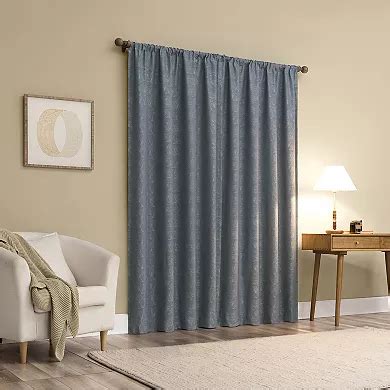 Sun Zero Bronte Floral Jacquard 100% Blackout Single Window Curtain Panel