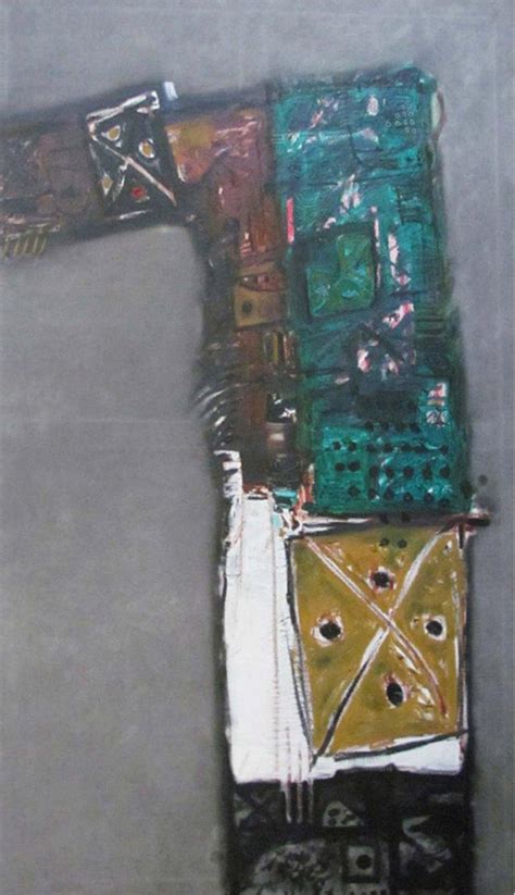 "Untitled 10": Blue Green Oil Painting by Somanth Adamane | ArtZolo.com