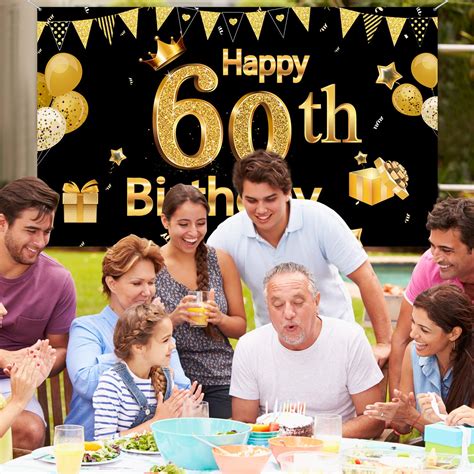 60th Birthday Party Decoration, Extra Large Black Gold Sign Poster 60th ...