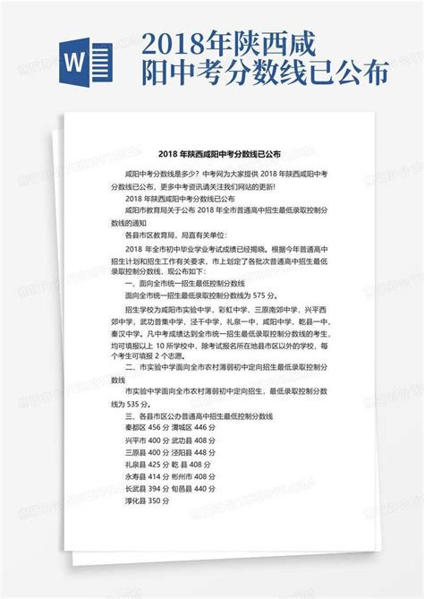 2018年陕西咸阳中考分数线已公布Word模板下载_编号qwgkdrvr_熊猫办公