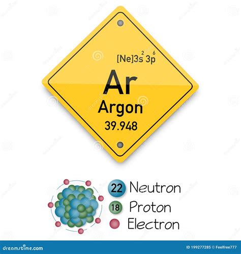 Argon Periodic Table Element Symbol. Chemistry Argon Atom Sign Vector ...