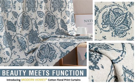 Buy Modern Homes® Natural Cotton Floral Print Window/Door Curtains with ...