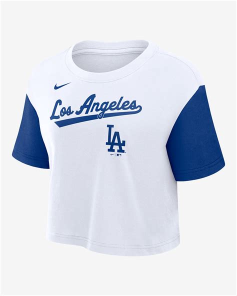 Los Angeles Dodgers Script Women's Nike Dri-FIT MLB Cropped T-Shirt ...