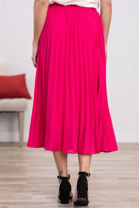 Hot Pink Accordion Pleat Midi Skirt · Filly Flair