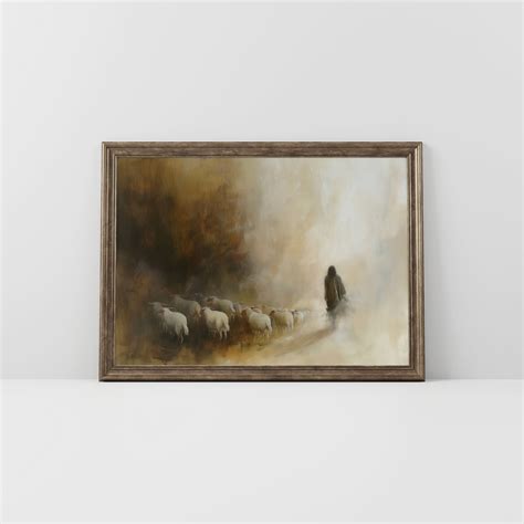 Jesus Leaves the 99 Painting, the Good Shepherd, Matthew 18:12, Bible ...