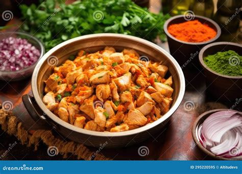 Mixing Diced Chicken with Tikka Marinade Stock Image - Image of generative, food: 295220595