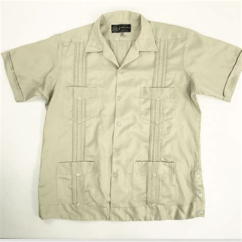 GUAYA TECA グワヤテカ 70年代 MEXICO製 キューバシャツ GUAYABERA SHIRTS ベージュ XL 表記 半袖 ...