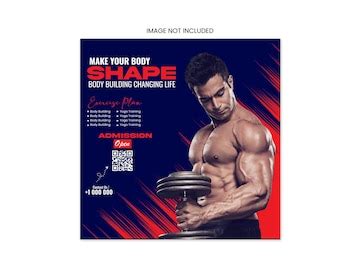 Clean and modern gym fitness post design template | Premium Vector