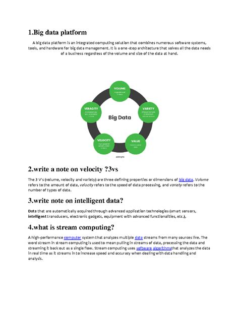 Big data answer - The material is good for study exam - 1 data platform ...