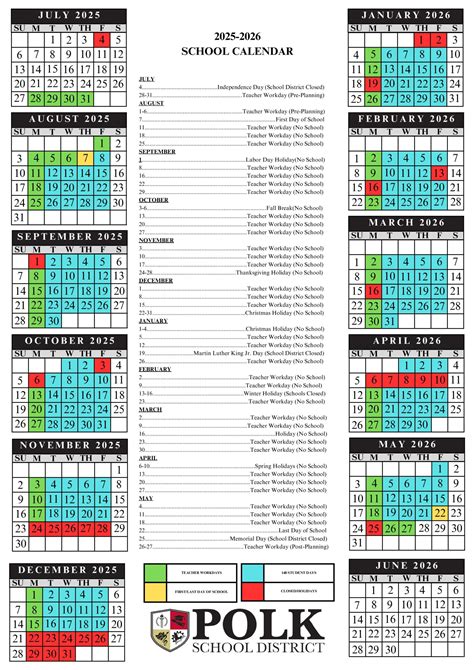 Polk County Schools Calendar 2025-2026 in PDF - School Calendar Info