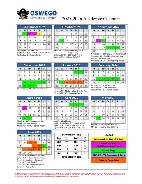 Oswego City School NY Calendar 25-26 Revised pdf - EduCounty