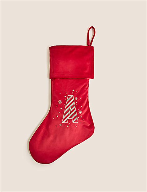 Buy Red Velvet Alphabet Stocking at Marks & Spencer