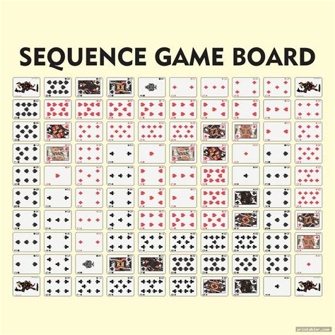Printable Sequence Board Game