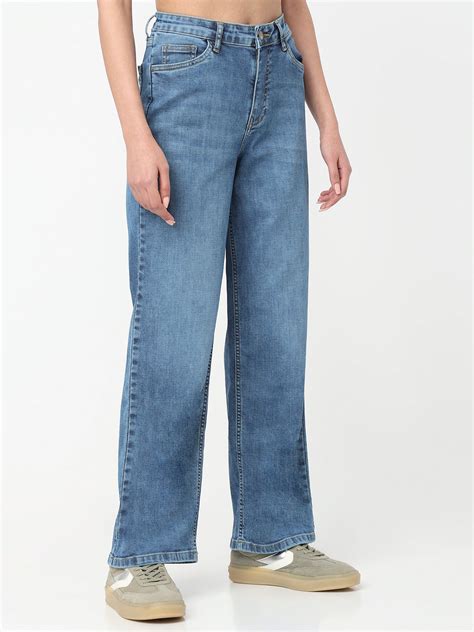 Buy Women Blue High-Rise Straight Fit Jeans | Kraus Jeans