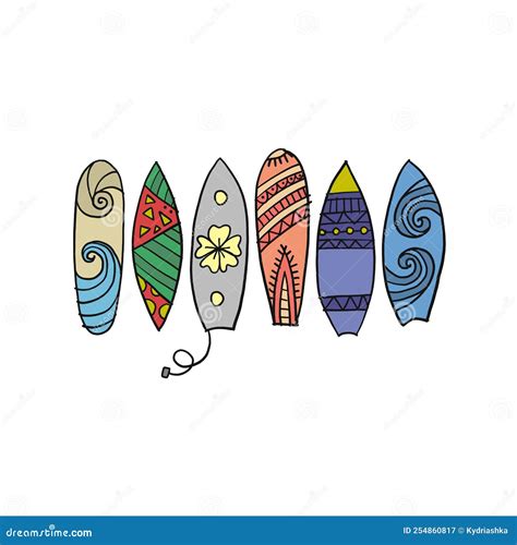 Surfboard Drawing Designs