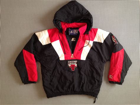Vintage 1990's Chicago Bulls Starter Jacket - Black with Red