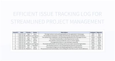 Image result for Issue Log Format