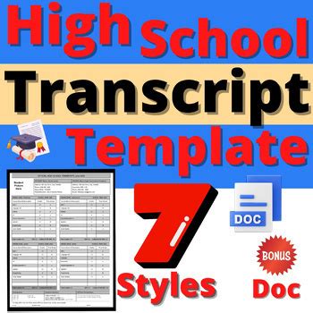 Image result for Blank High School Transcript