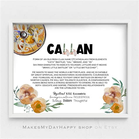 Callan Personalized Name Meaning,custom First Name,norse Pagan Room ...