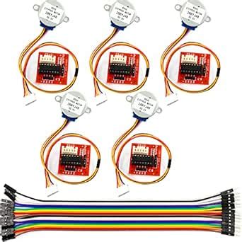 5pcs 28BYJ-48 4 Phase Stepper Motor with ULN2003 5V Drive Board Red and ...