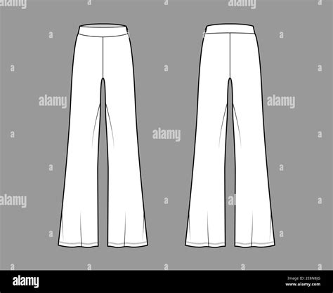 Pants boot cut technical fashion illustration with floor length ...