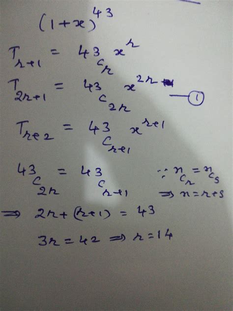 If the coefficient of (2r+1)th term and (r+2 )th term arevequal in the ...