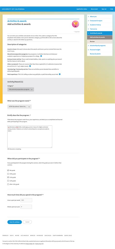 Uc Activities And Awards Worksheet - Printable And Enjoyable Learning