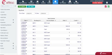 View Day Book in GST Software | User Manual - effitrac