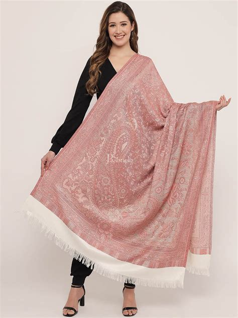 Pashtush Women'S Jamawar Reversible Shawl, ivory – Pashtush Shawl Store