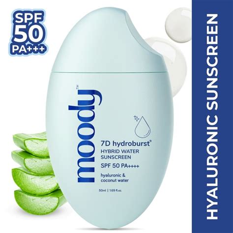 Buy Moody 7D Hydroburst Hyaluronic SPF 50 PA+++ Water Sunscreen UVA/B ...