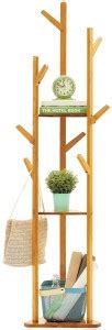 Naayaab Craft Bamboo Tree Clothe Garment Stand, 3-Tier Storage Shelves ...