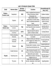 Image result for Endocrine System Table