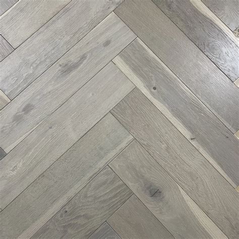Cloud Grey Oak Herringbone Engineered Wood Flooring