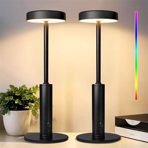 Wowag 2 Pack Small Cordless Table Lamps Rechargeable,5000mAh Battery ...